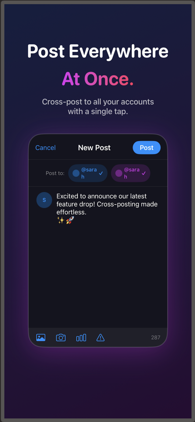BlueTusk cross-posting screenshot