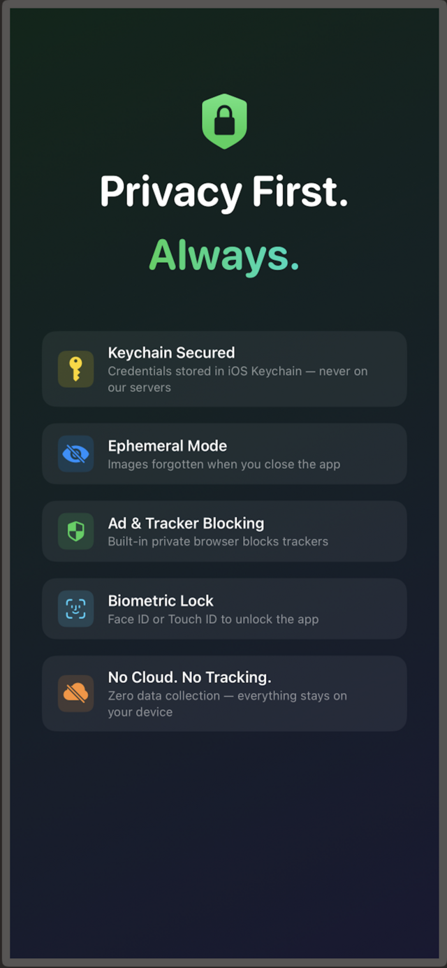 BlueTusk privacy features screenshot
